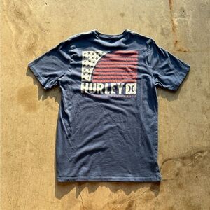 Men's Hurley Patriotic Flag Graphic Crew Neck Short Sleeve TShirt Small Cotton